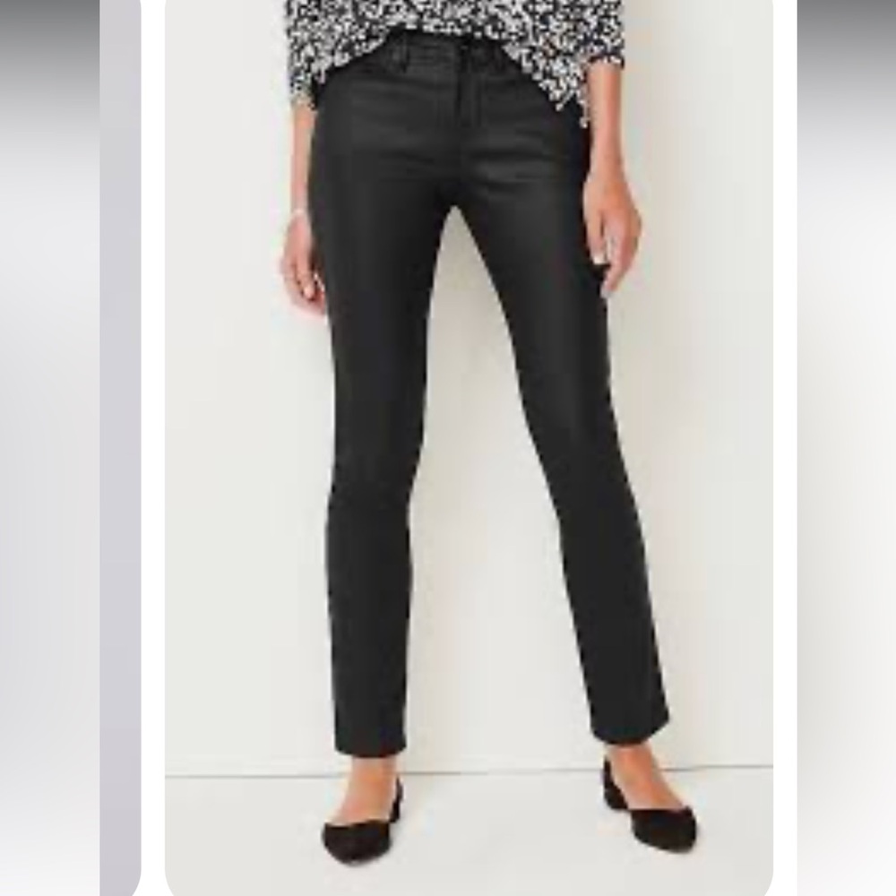 J Jill Coated Denim Black Slim Leg Jean Size 10
